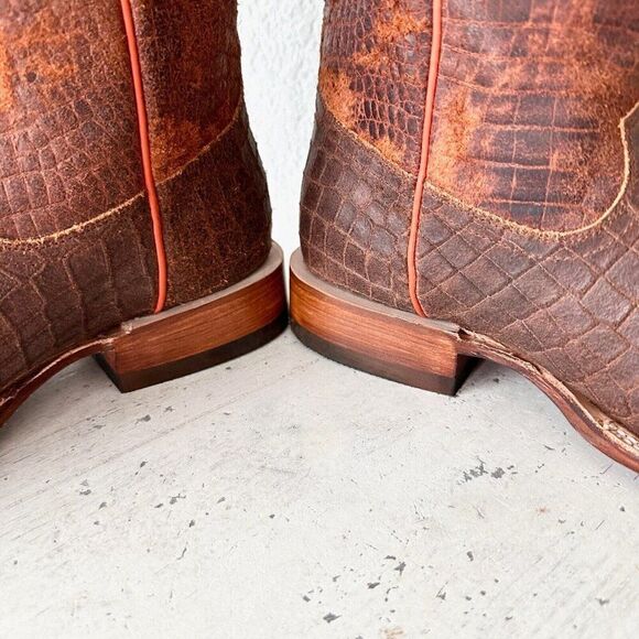 NEW Lane Capitan Mens Cowboy Boots CISCO 8D Brown Leather Wide Square Toe 13" - Picture 8 of 12